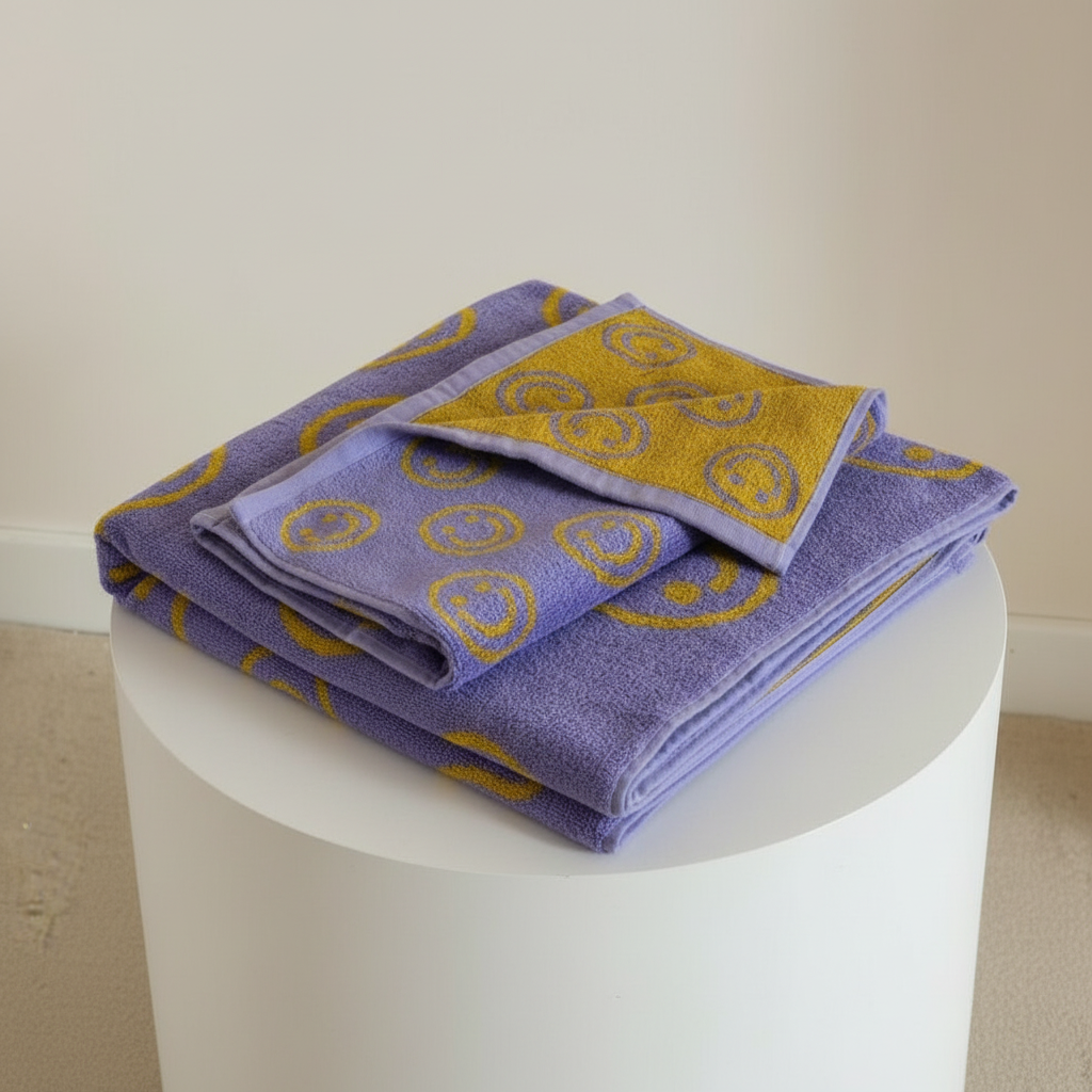 Reversible Printed Towels - Smiley Design