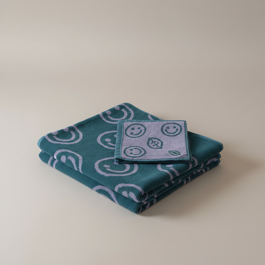 Reversible Printed Towels - Smiley Design