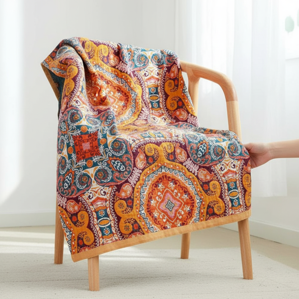 Bohemian Style Towel - Ethnic Patterned Bath Linen