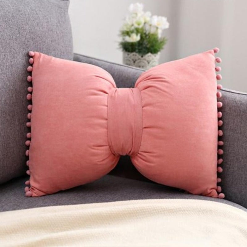 Chic Bow-Style Decorative Cushion for Home Accents