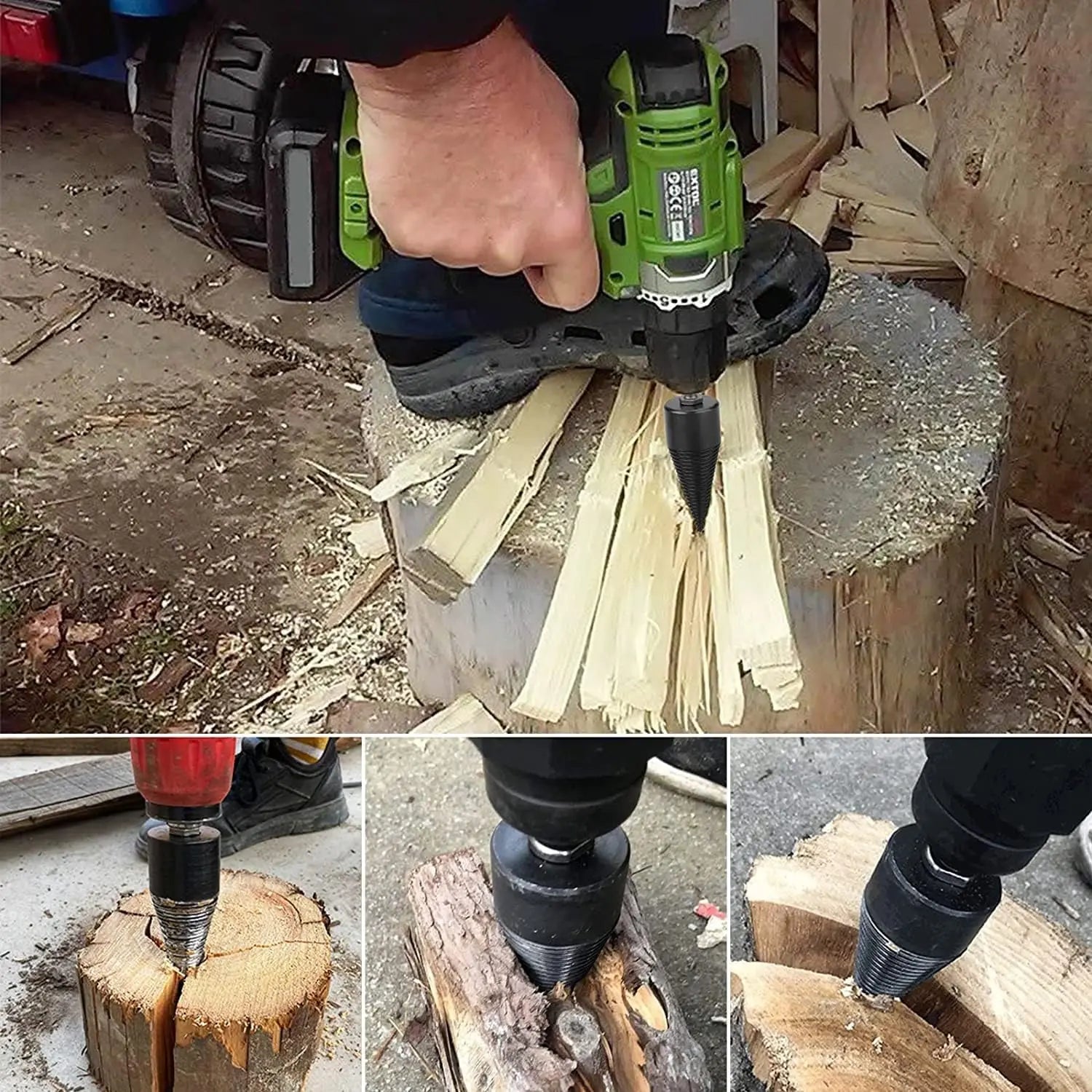 WoodSplit Pro | Heavy-Duty Drill Bit Set for Effortless Splitting