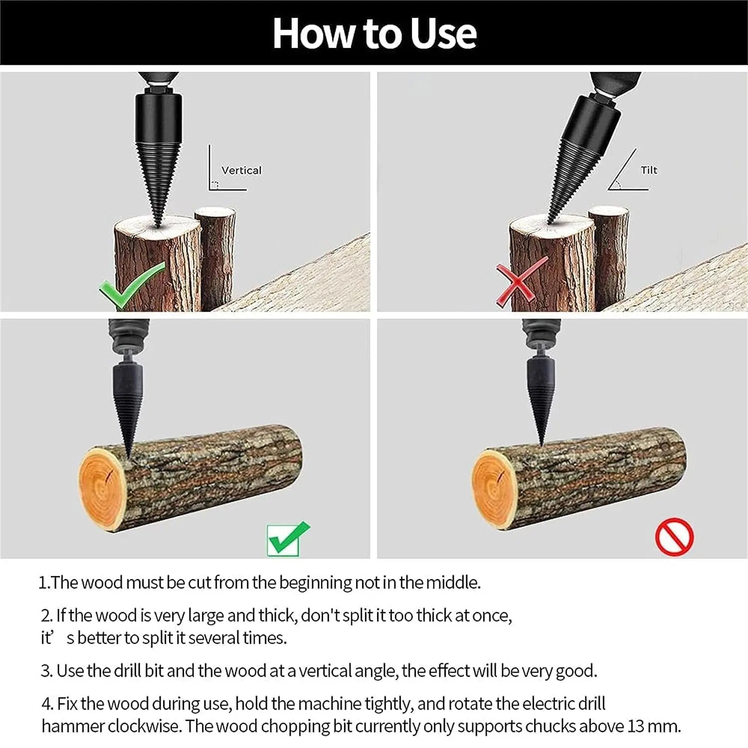 WoodSplit Pro | Heavy-Duty Drill Bit Set for Effortless Splitting