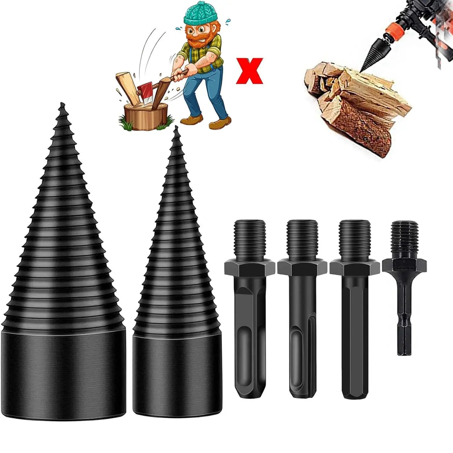 WoodSplit Pro | Heavy-Duty Drill Bit Set for Effortless Splitting