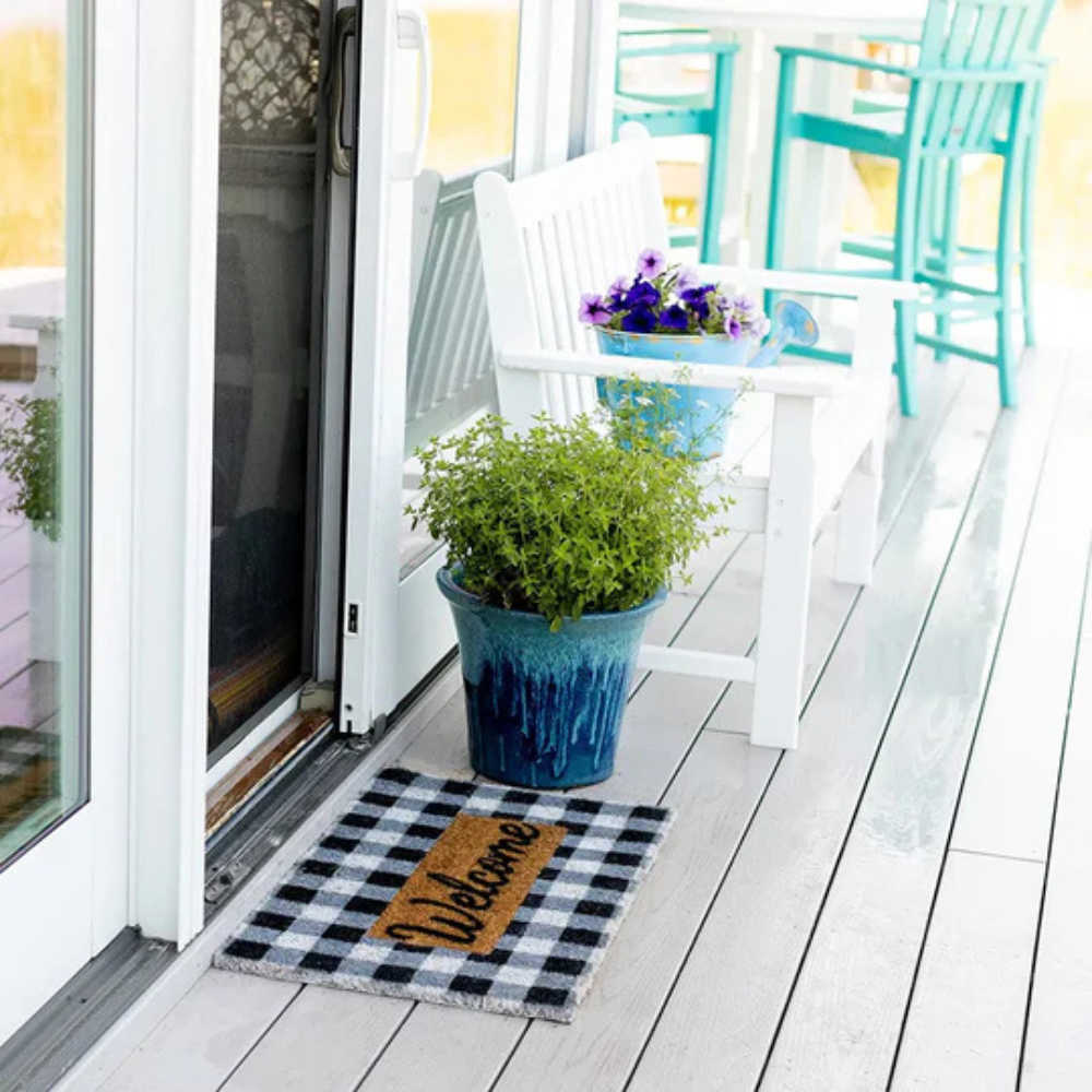 Chic Welcome Mat with Classic Checkered Design