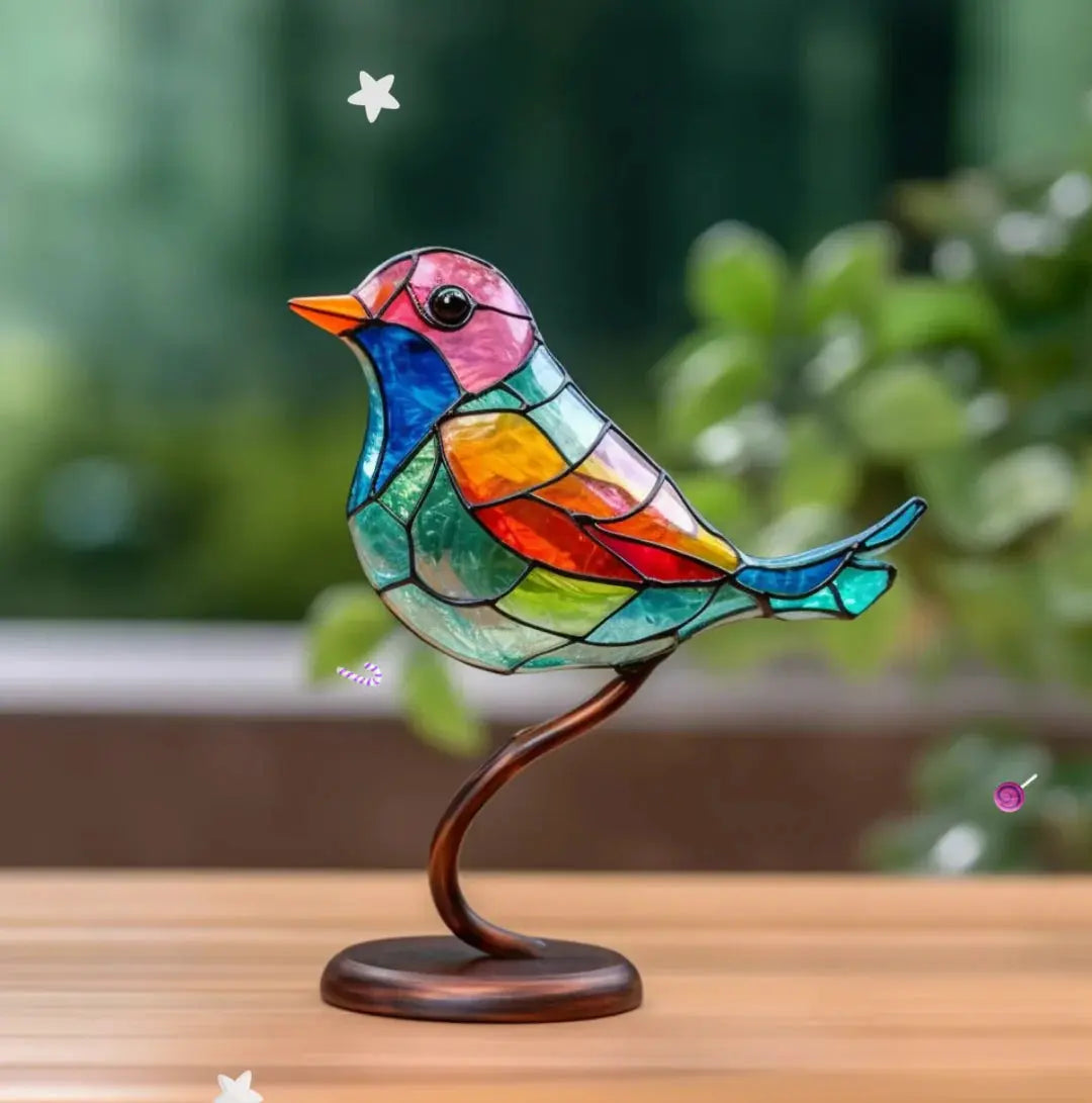 Vibrant Avian Glass Art – Radiant Sun Catcher & Decor