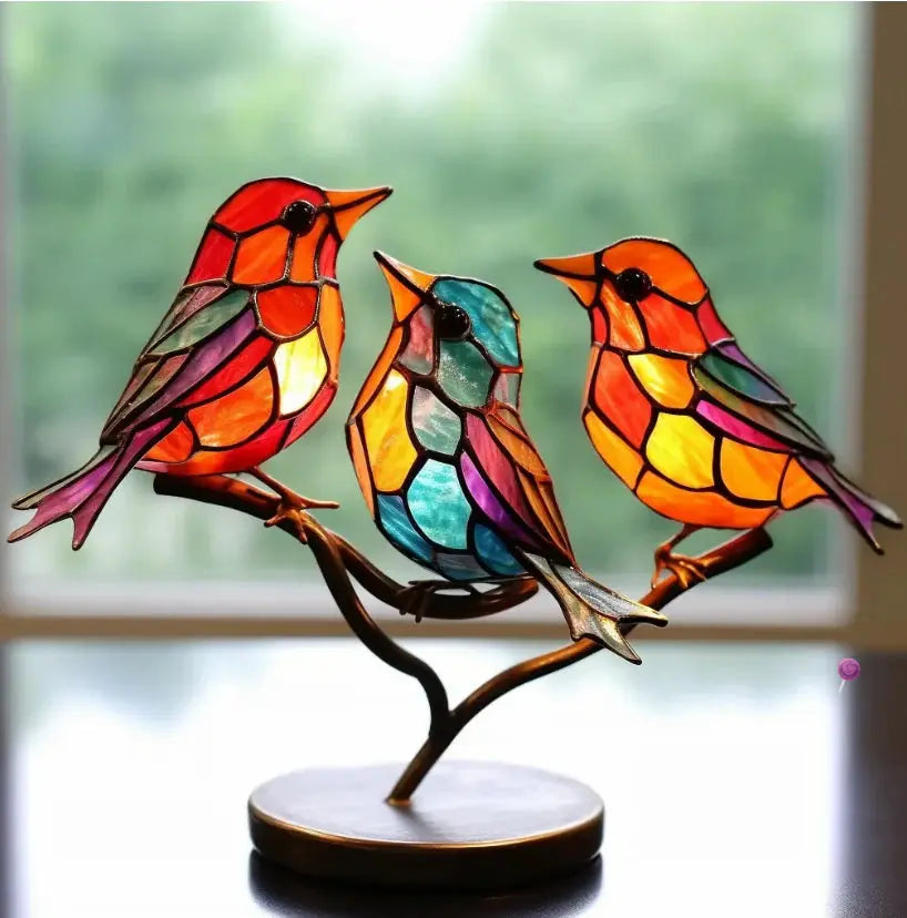 Vibrant Avian Glass Art – Radiant Sun Catcher & Decor