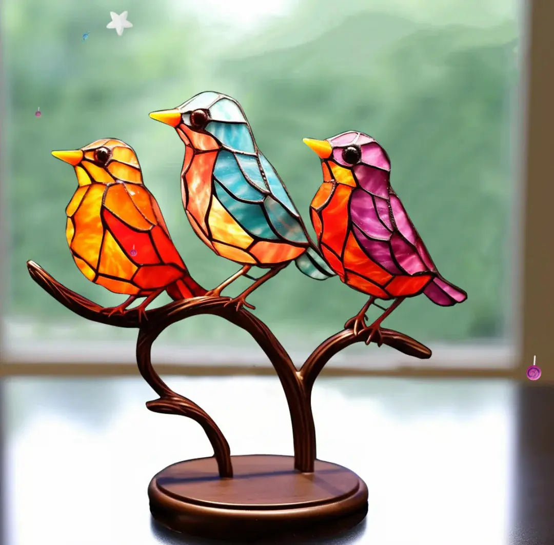 Vibrant Avian Glass Art – Radiant Sun Catcher & Decor