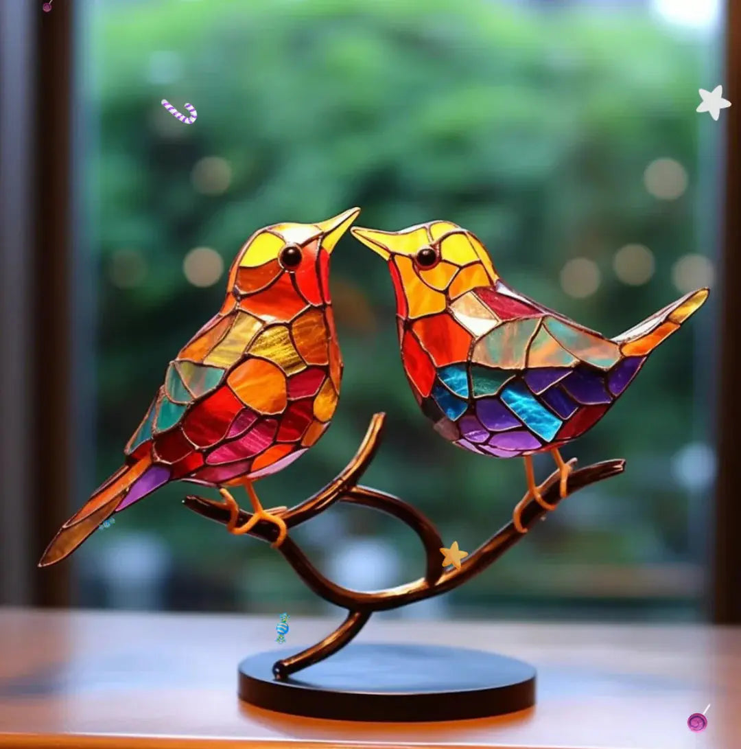 Vibrant Avian Glass Art – Radiant Sun Catcher & Decor