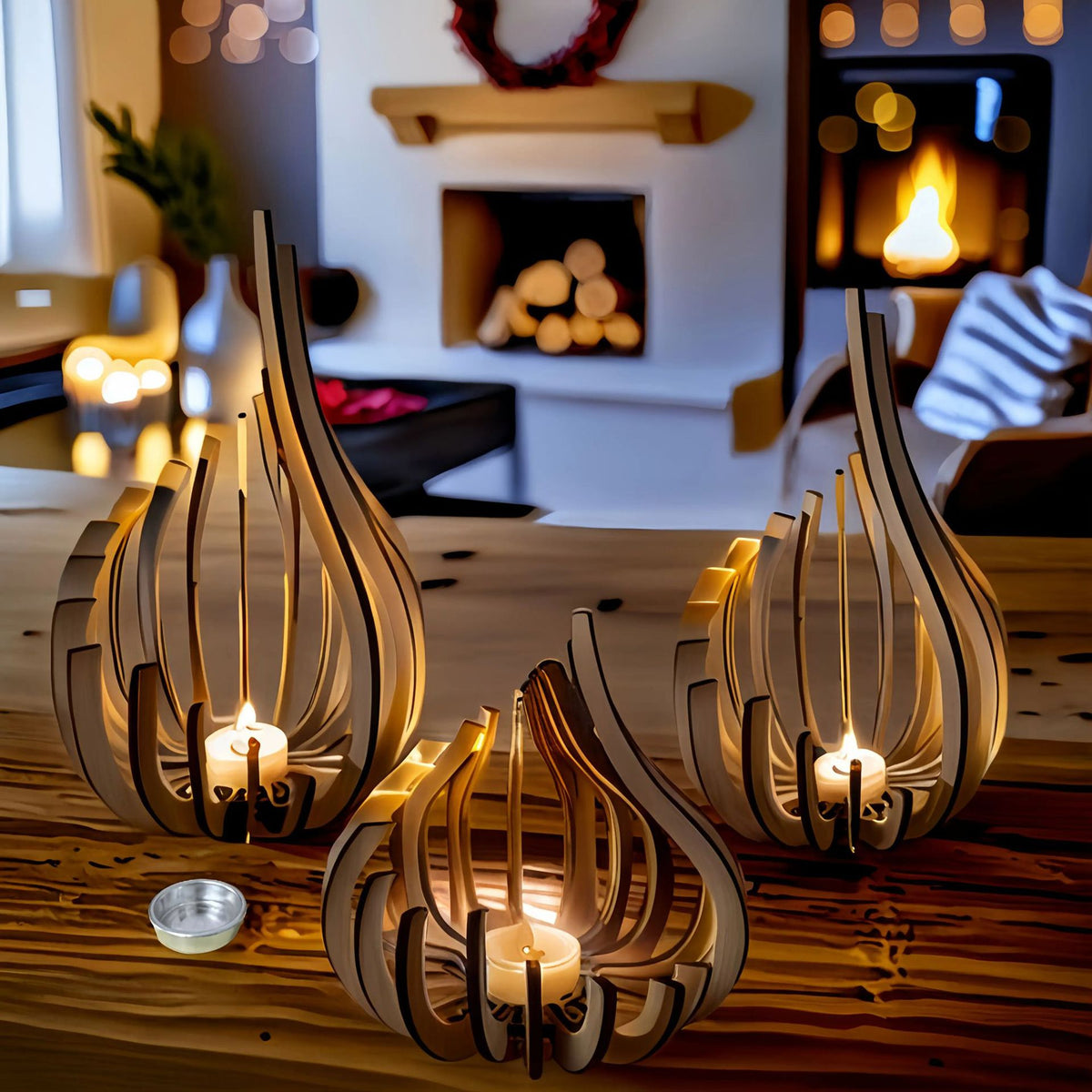 Elegant Flame-Shaped Candle Holder for Indoor Spaces