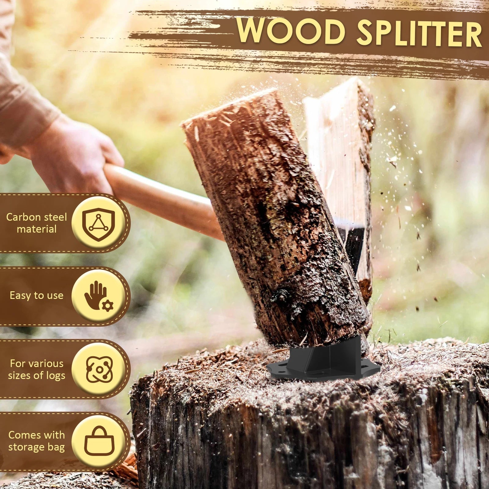 Portable Steel Firewood Splitter | Efficient Kindling Tool