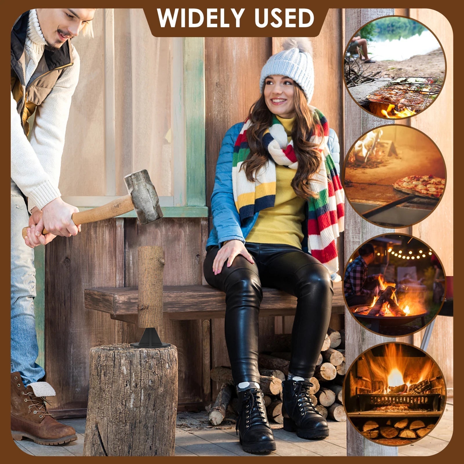 Portable Steel Firewood Splitter | Efficient Kindling Tool