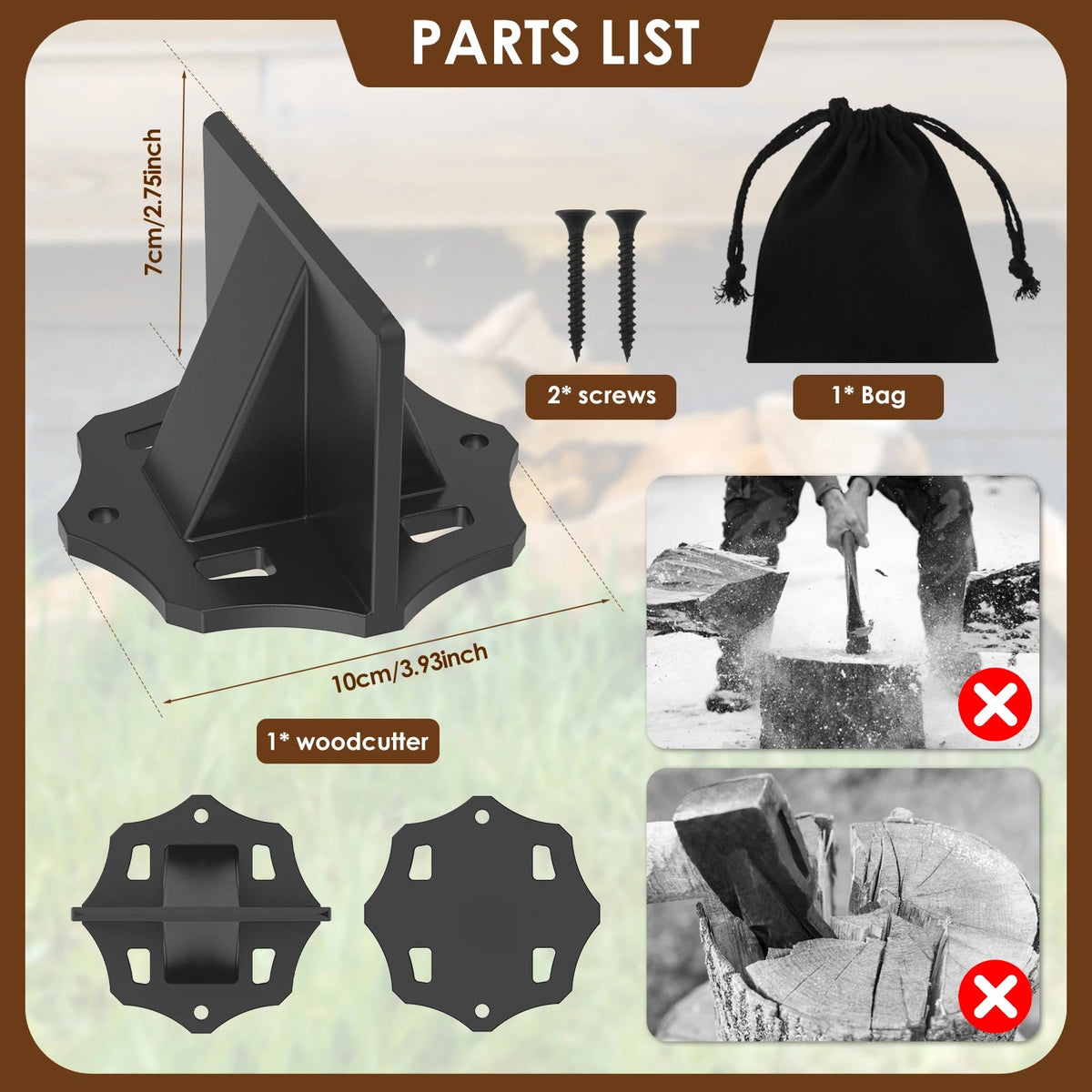 Portable Steel Firewood Splitter | Efficient Kindling Tool