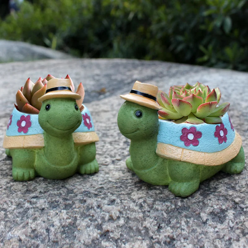Turtle-Shaped Plant Pot for Garden Decor