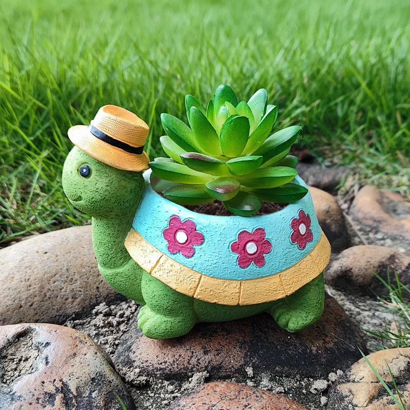 Turtle-Shaped Plant Pot for Garden Decor