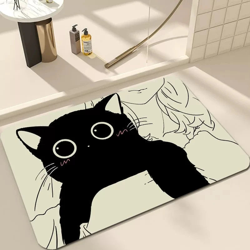 Charming Cat-Themed Non-Slip Indoor Mat for Entryways