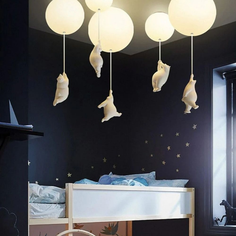 Charming Bear and Balloon Ceiling Lamp for Kids' Rooms