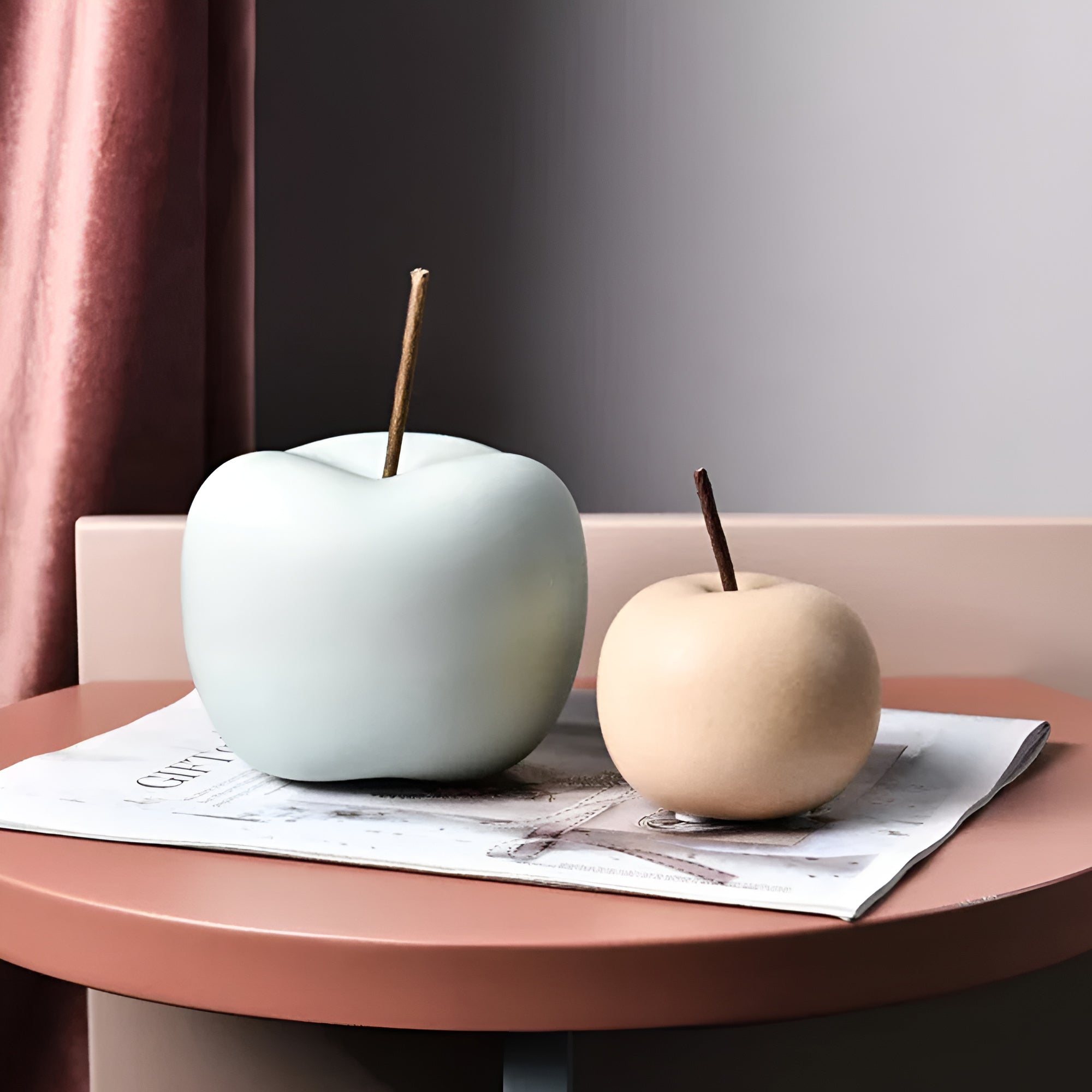 Charming Fruit Art: Glossy Ceramic Apple Decor Piece