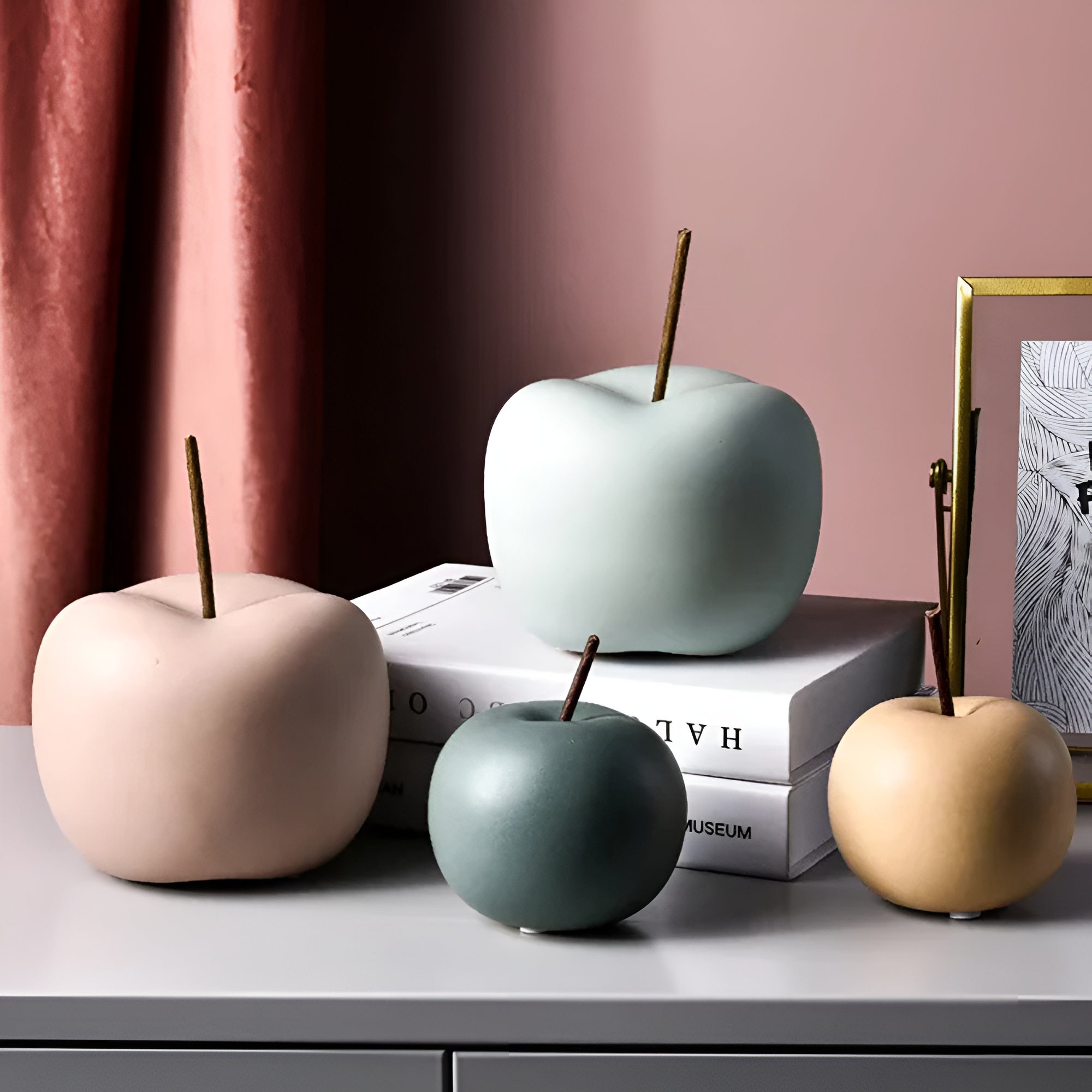 Charming Fruit Art: Glossy Ceramic Apple Decor Piece