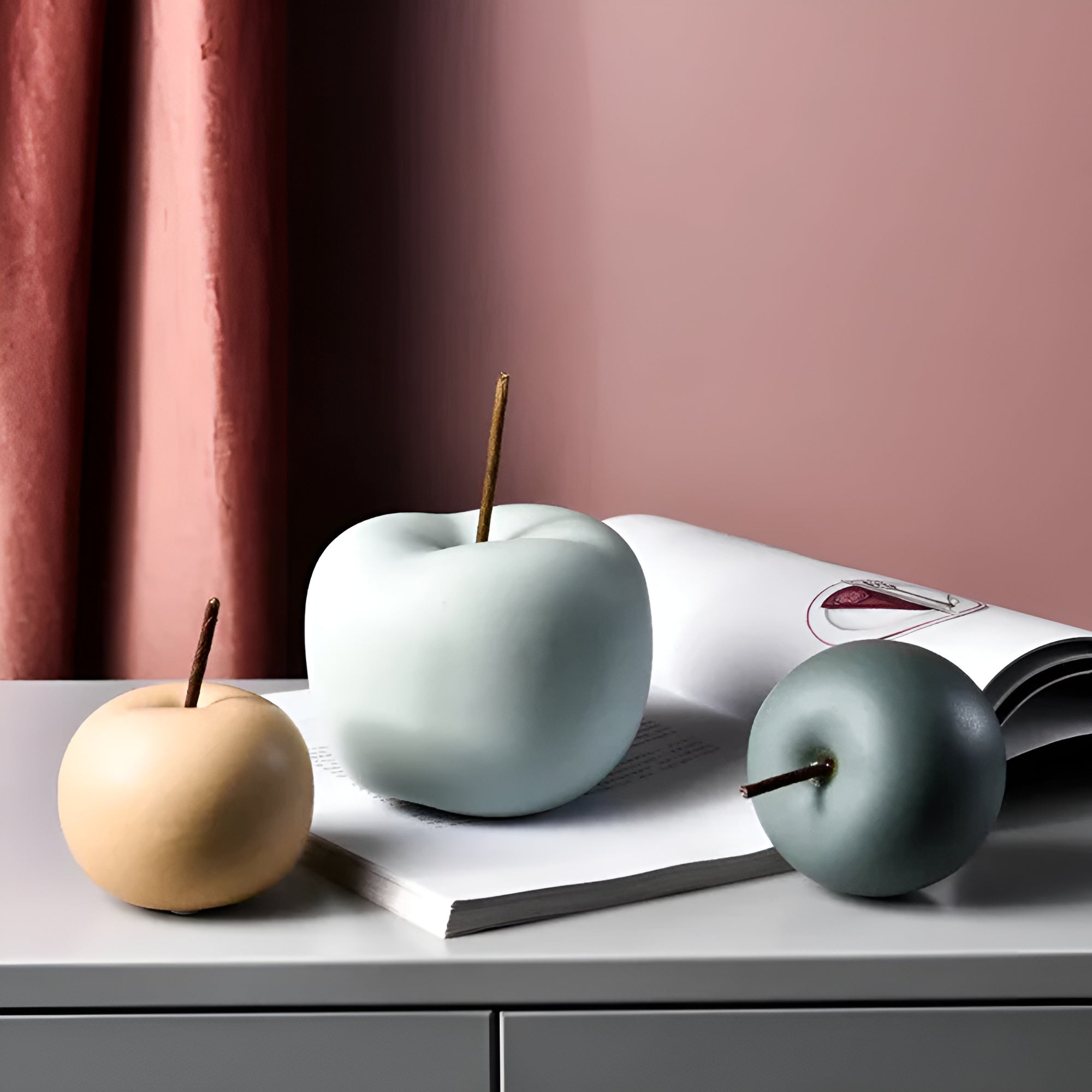 Charming Fruit Art: Glossy Ceramic Apple Decor Piece