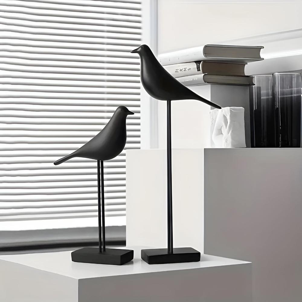 Elegant Avian Figurine Duo with Glossy Finish | Stylish Home Accents