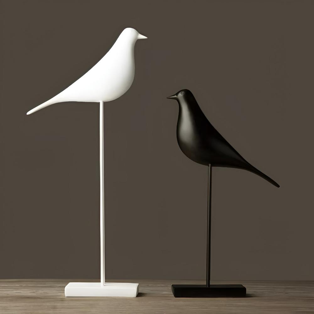 Elegant Avian Figurine Duo with Glossy Finish | Stylish Home Accents