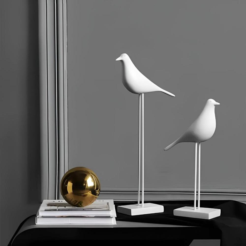 Elegant Avian Figurine Duo with Glossy Finish | Stylish Home Accents