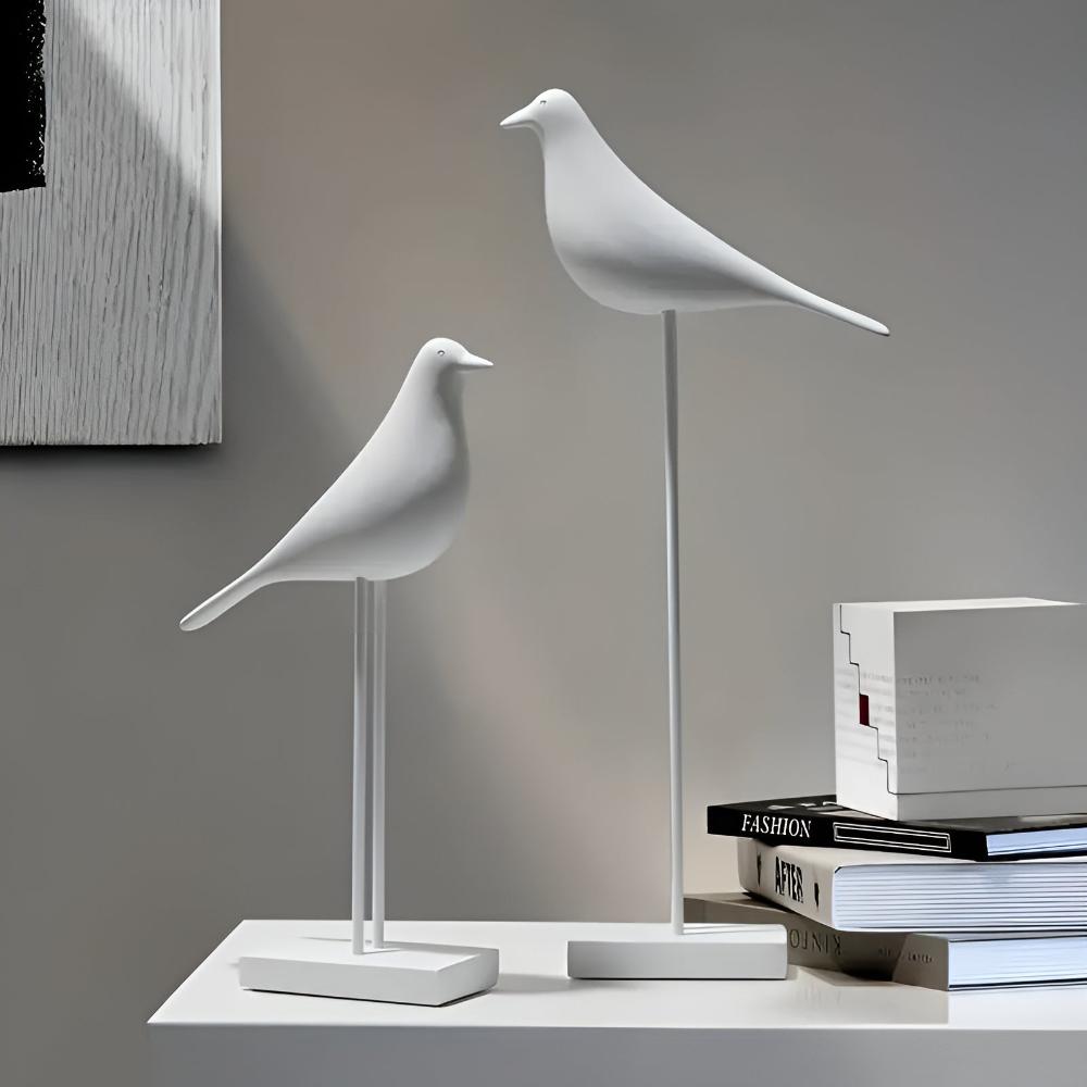 Elegant Avian Figurine Duo with Glossy Finish | Stylish Home Accents