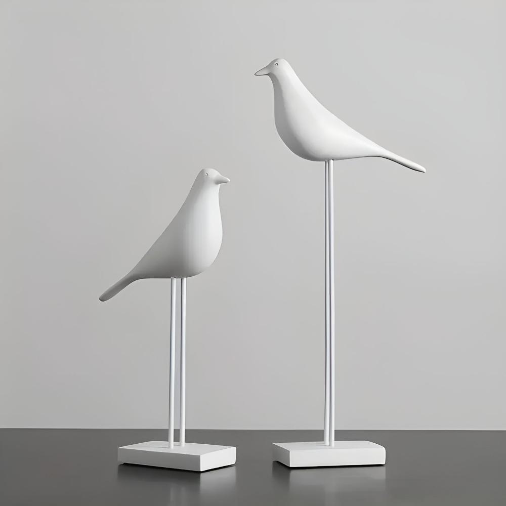 Elegant Avian Figurine Duo with Glossy Finish | Stylish Home Accents