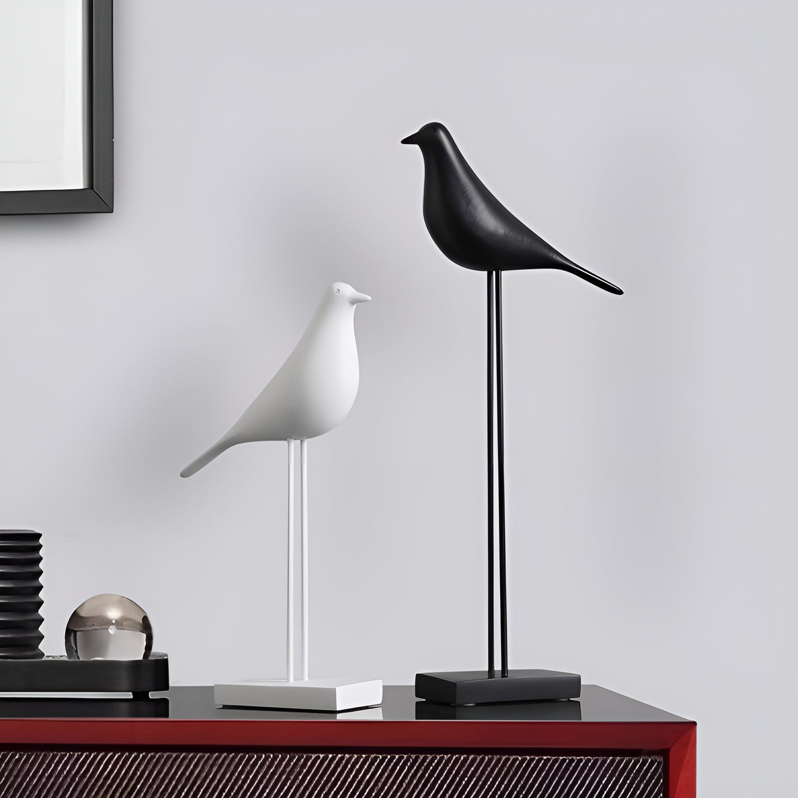 Elegant Avian Figurine Duo with Glossy Finish | Stylish Home Accents