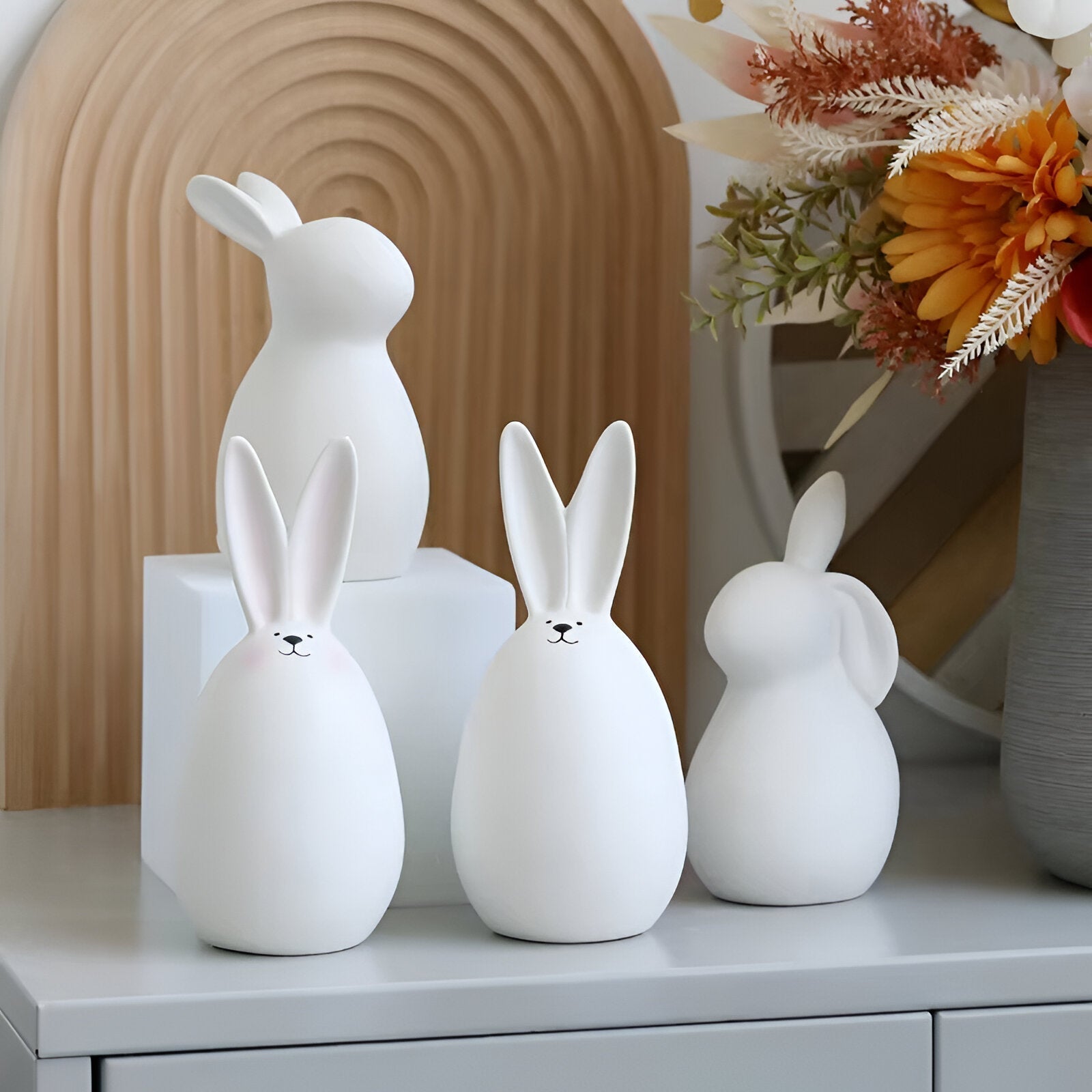 Elegantly Simple Ceramic Rabbit Figurine for Home Decor