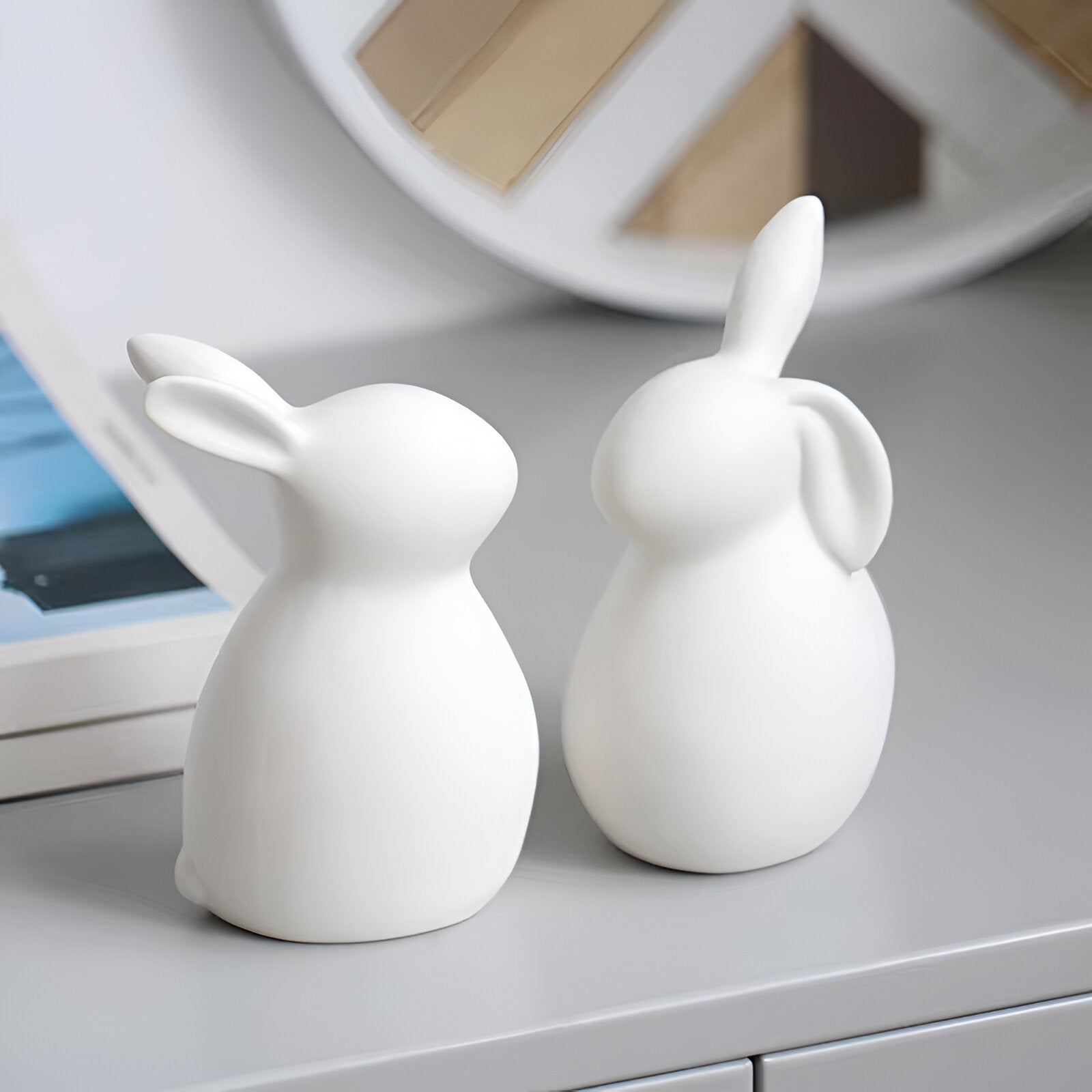 Elegantly Simple Ceramic Rabbit Figurine for Home Decor