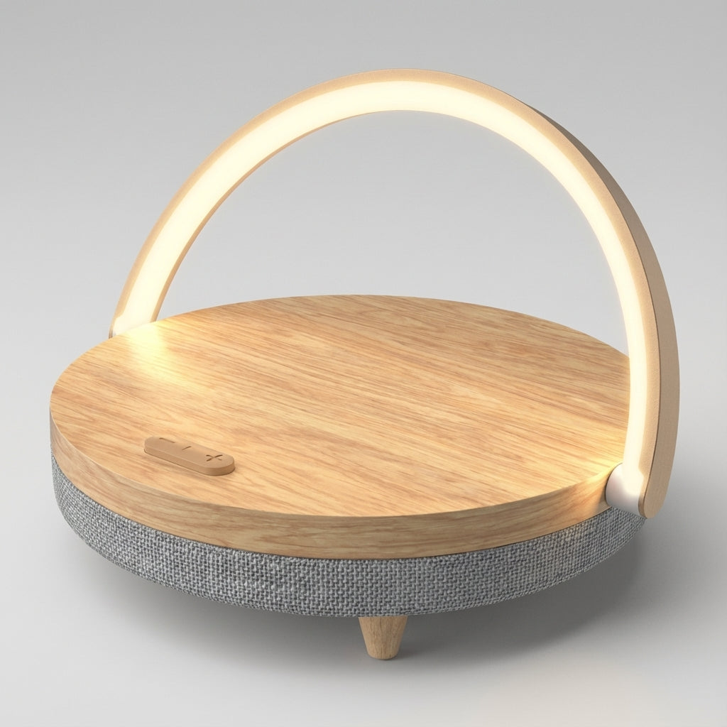 LuxeGlow | Versatile Table Lamp with Wireless Charging & Audio