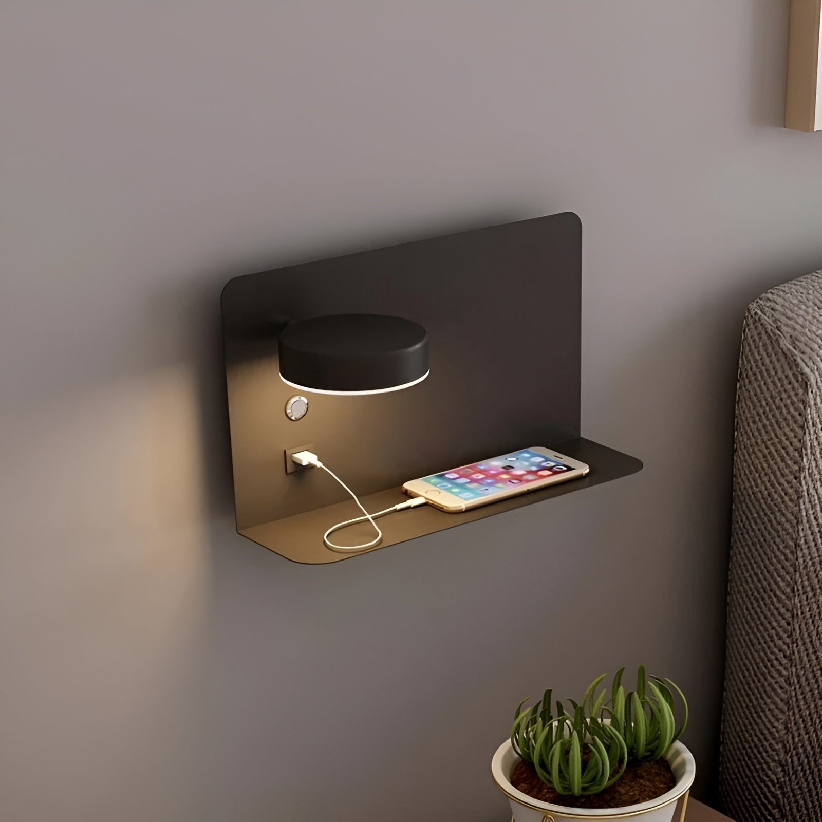 USB Charging LED Wall Light with Switch