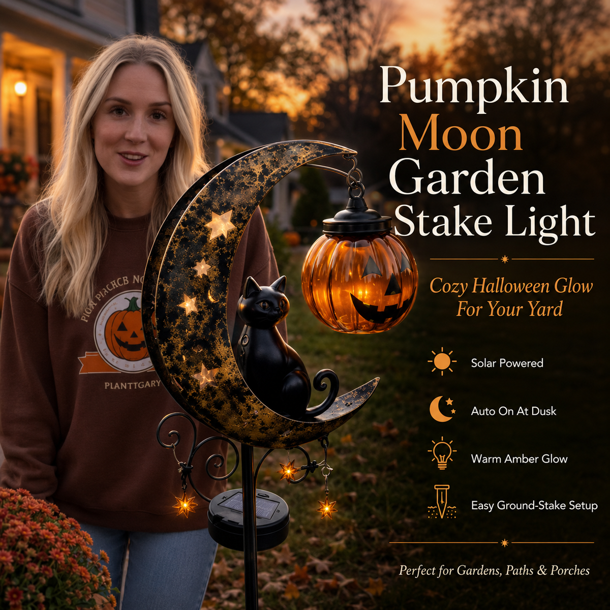 Harvest Glow – Enchanting Pumpkin Stake Light for Your Garden
