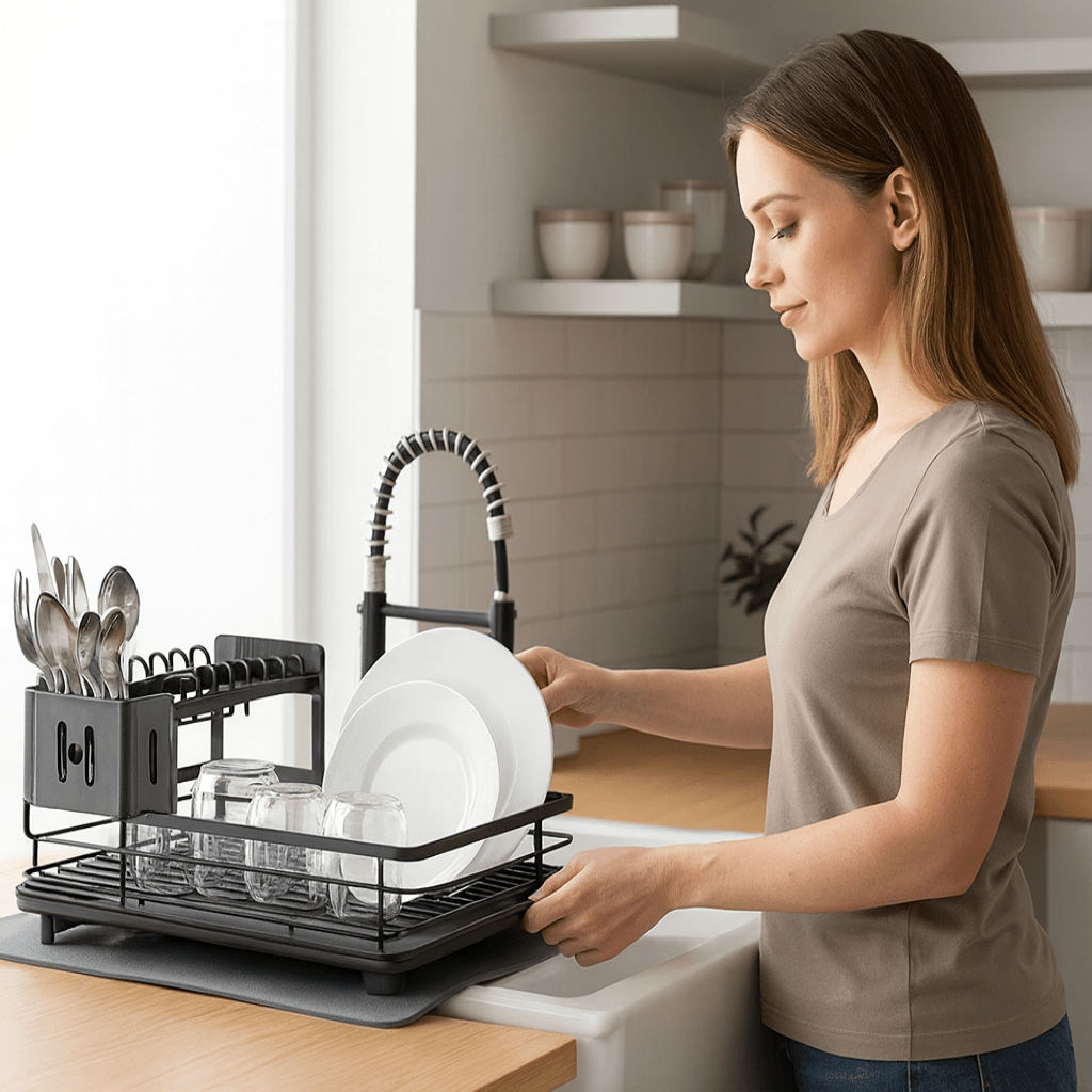 Space-Saving Foldable Dish Organizer for Efficient Kitchens