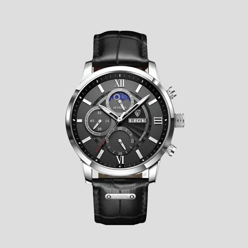 Elegant Men's Timepiece with Lunar Phase Display