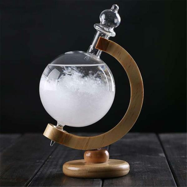 Elegant Weather Predictor | Stylish Glass Barometer with Wooden Stand