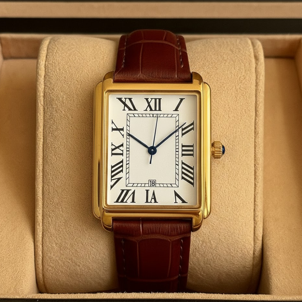 Sophisticated Square Men's Watch | Elegant Design with Adjustable Band