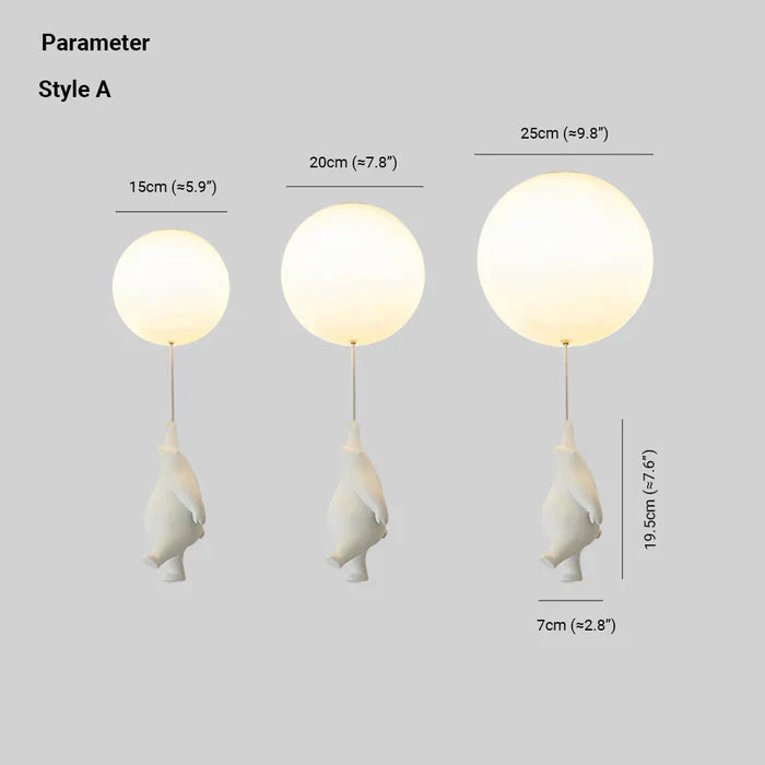 Whimsical Bear & Balloon Ceiling Light for Kids' Spaces