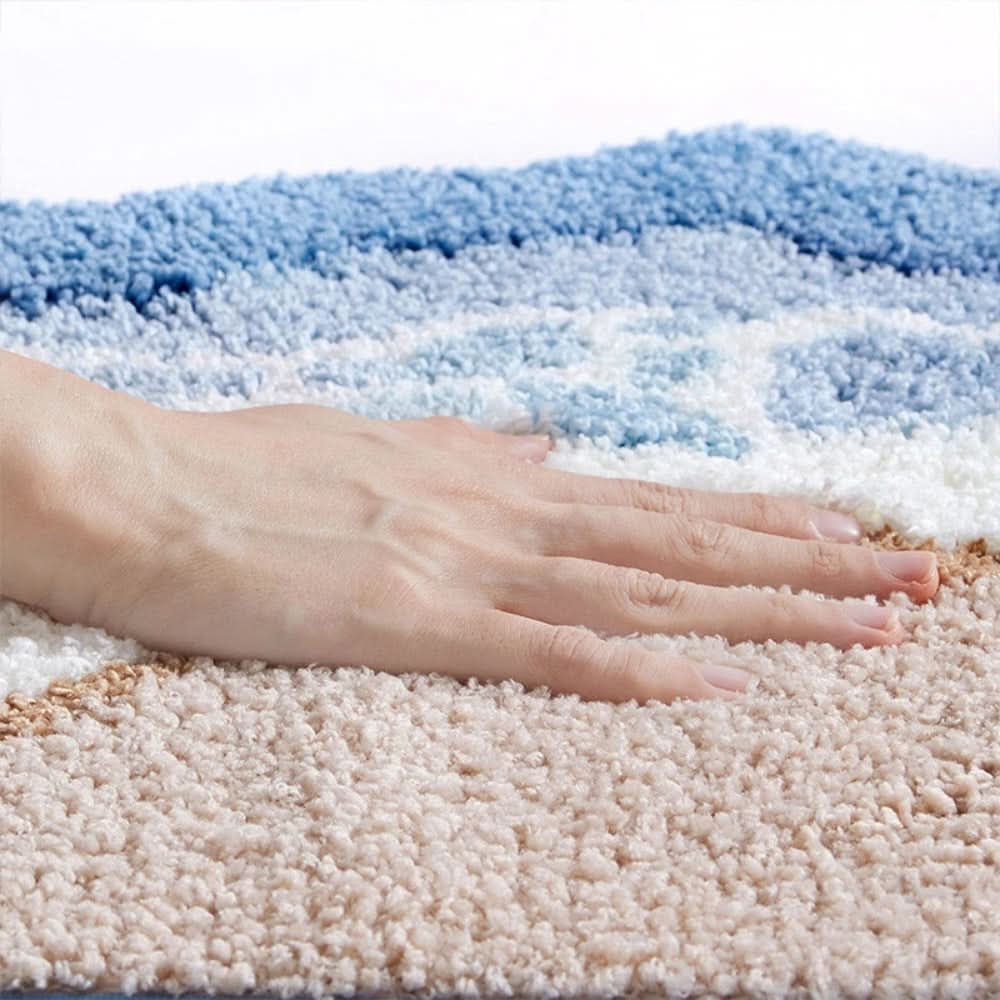 Seaside Serenity - Slip-Resistant Bath Mat with Coastal Design