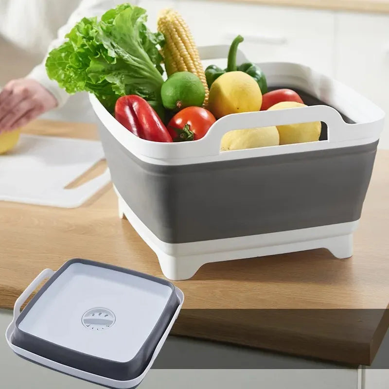 Space-Saving Collapsible Wash Basin with Drainage System
