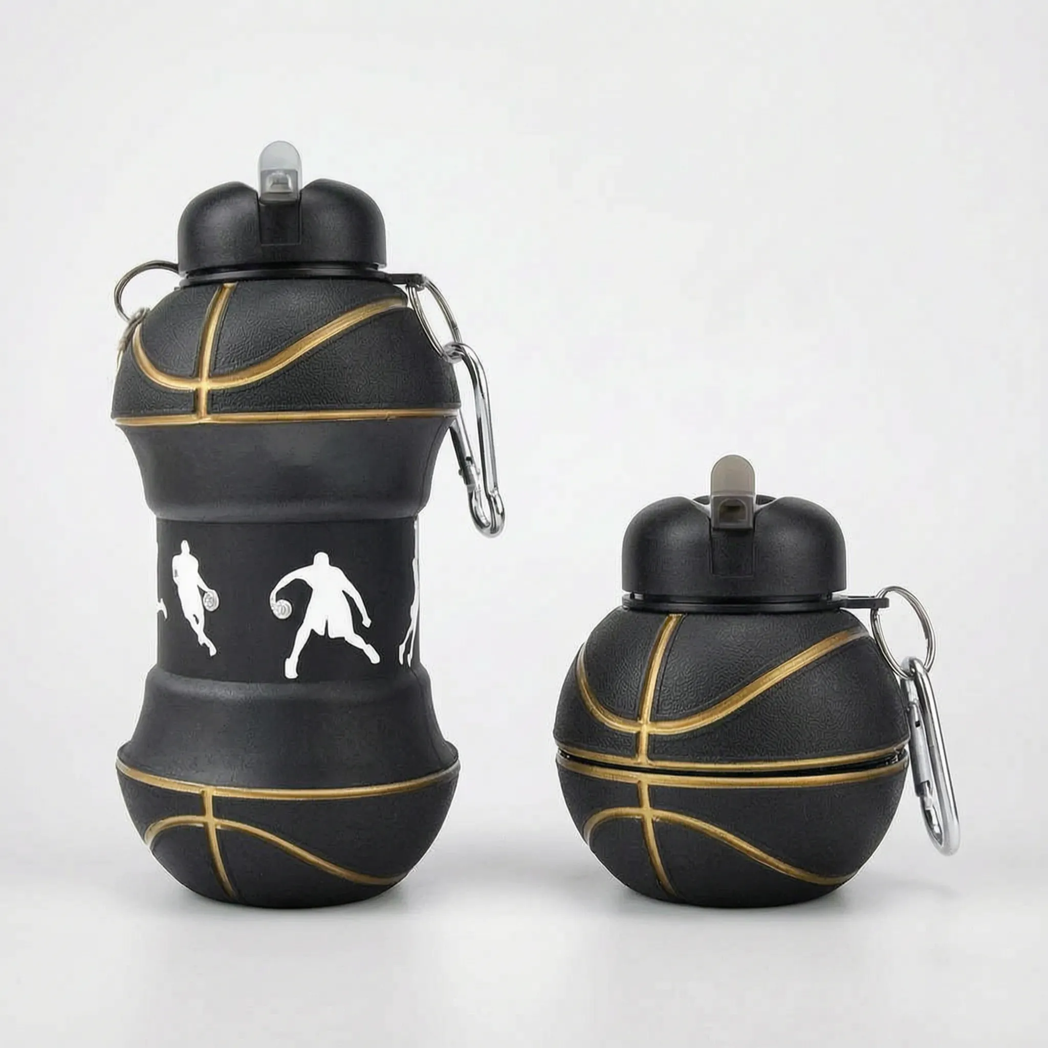 Water Bottle with Sports Theme - Collapsible Design