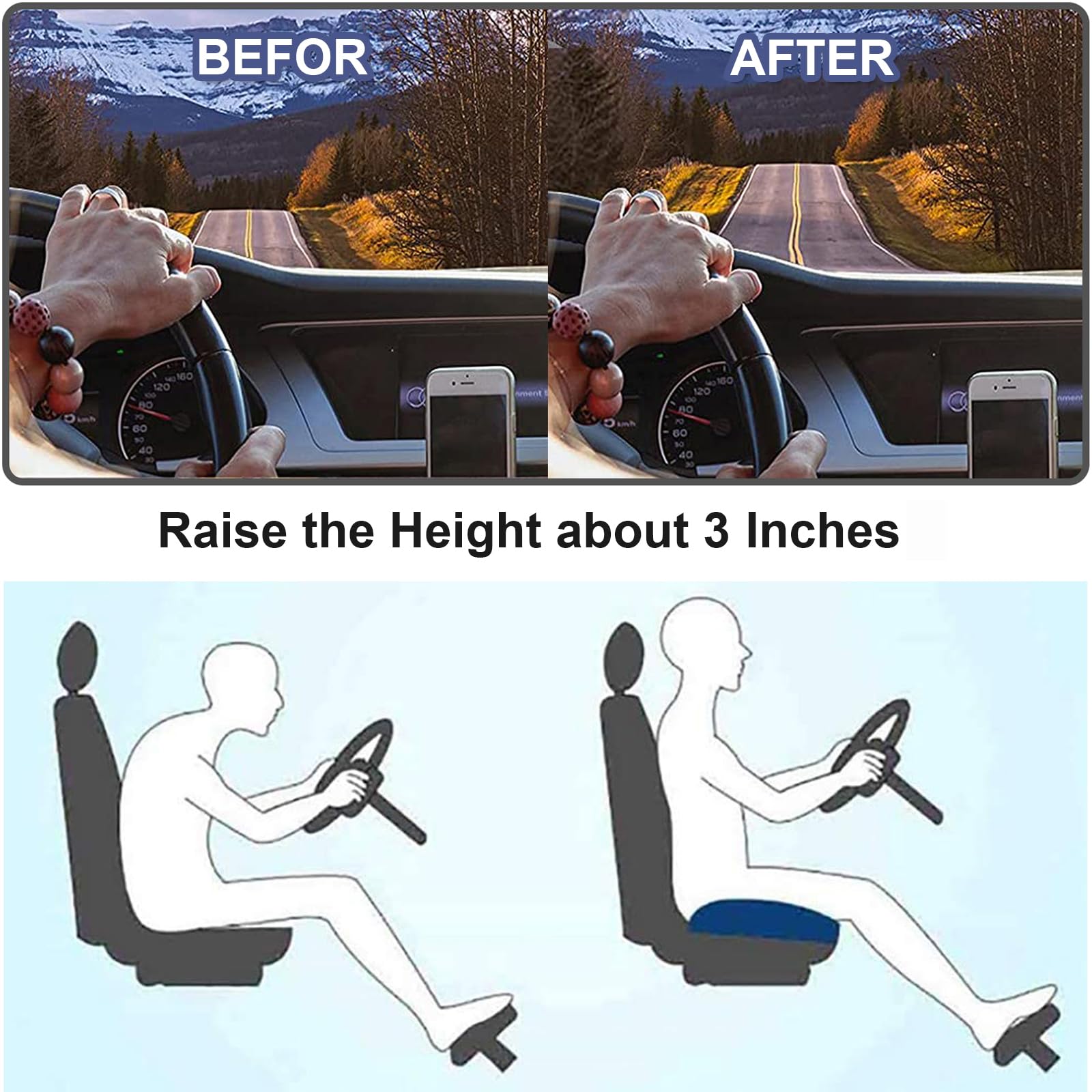 Elevate Comfort | Ergonomic Memory Foam Car Seat Cushion