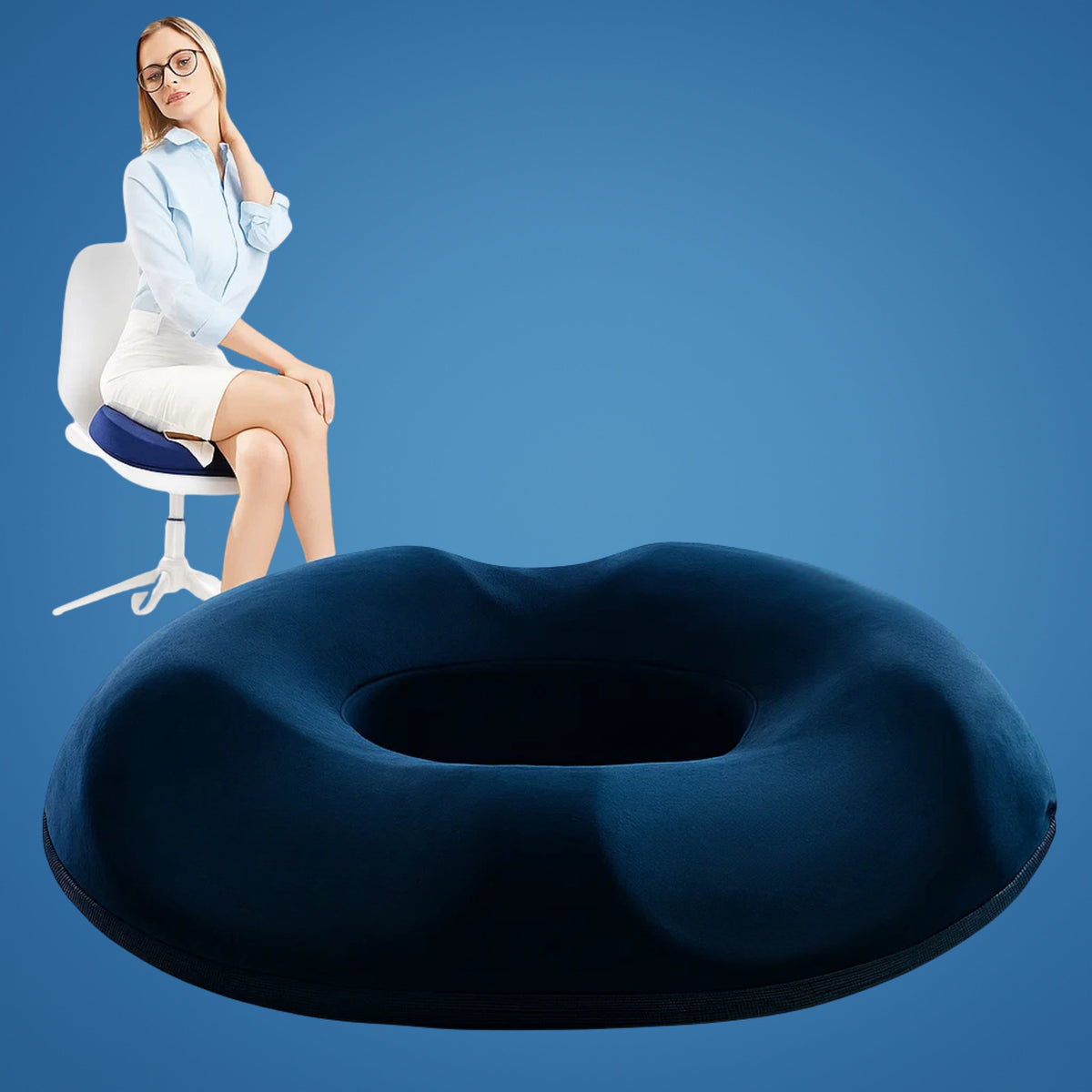 ErgoComfort | Tailbone Support Cushion with Memory Foam & Washable Cover