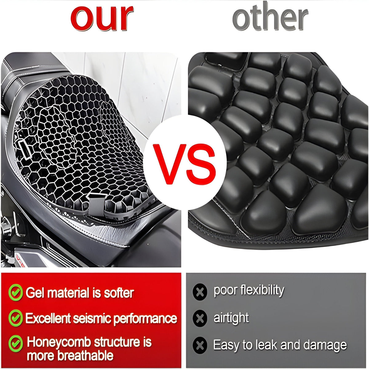 Ultimate Comfort Gel Motorcycle Seat Cushion for Long Rides