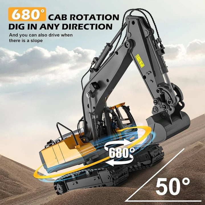Rugged Terrain Remote-Controlled Excavator | Realistic Digging Action
