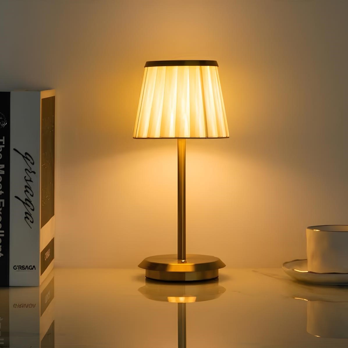 Portable LED Table Lamp with Rechargeable Battery and Adjustable Brightness