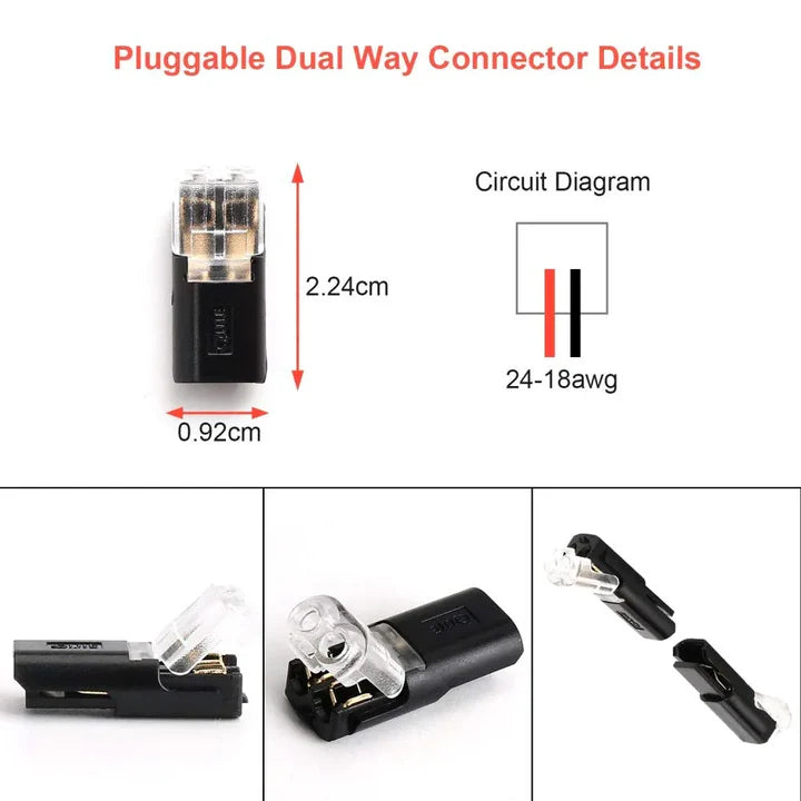 2-Pole Cable Connectors No-Stripping Transparent Window Pack of 50