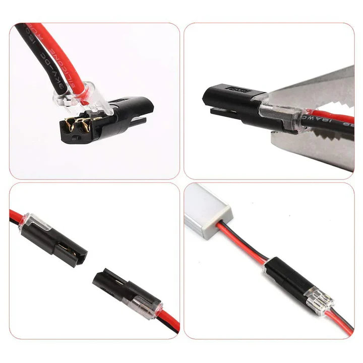 2-Pole Cable Connectors No-Stripping Transparent Window Pack of 50