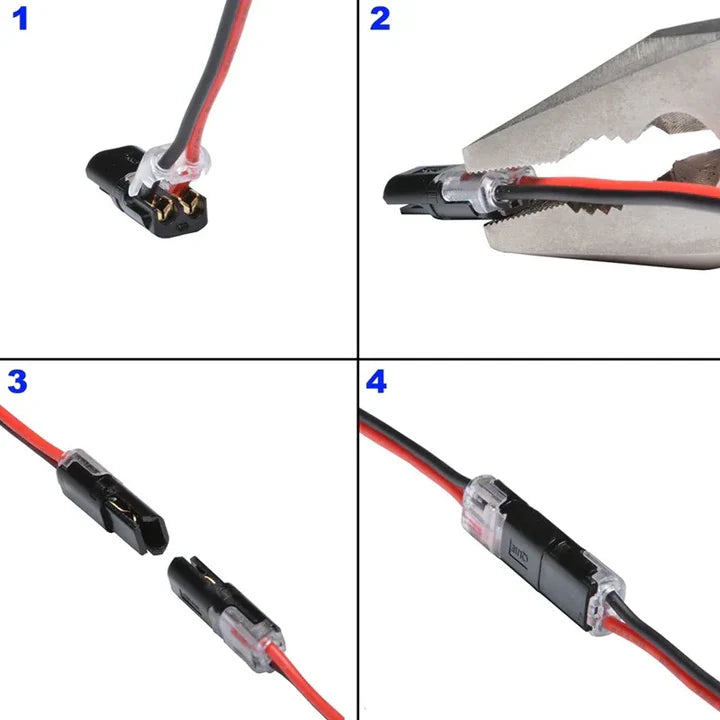 2-Pole Cable Connectors No-Stripping Transparent Window Pack of 50